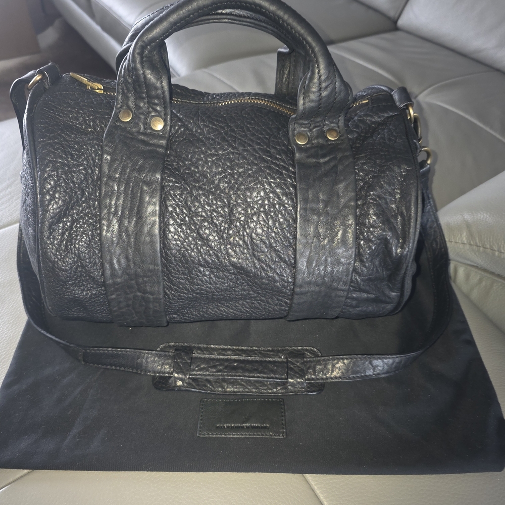 Alexander Wang Black Pebbled Leatheri Satchel with Gold/Bronze Hardware EUC